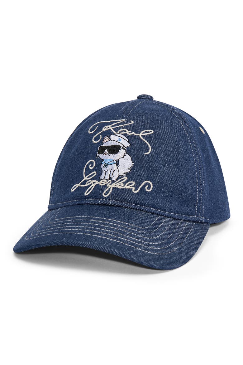 Karl Lagerfeld Kids Pale Blue Baseball Cap with Embroidered Characters Karl Lagerfeld Paris Women main image 2