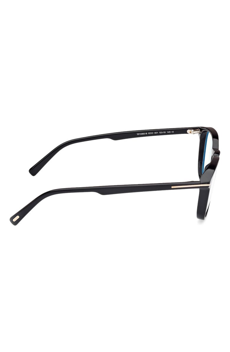 TOM FORD 52mm Square Optical Glasses, Alternate, color, Black Eco / T Logo