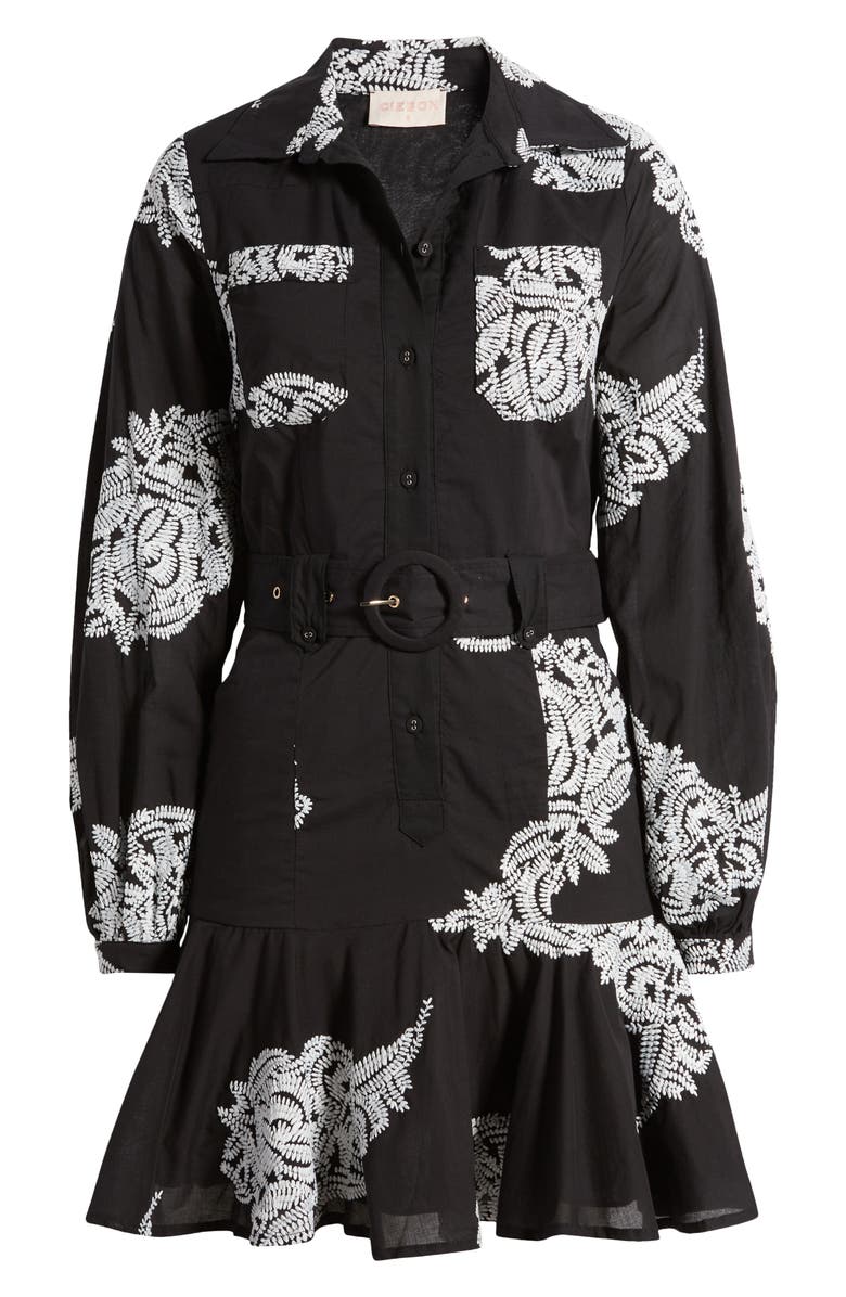 CIEBON Ina Embroidered Long Sleeve Cotton Shirtdress, Alternate, color, 