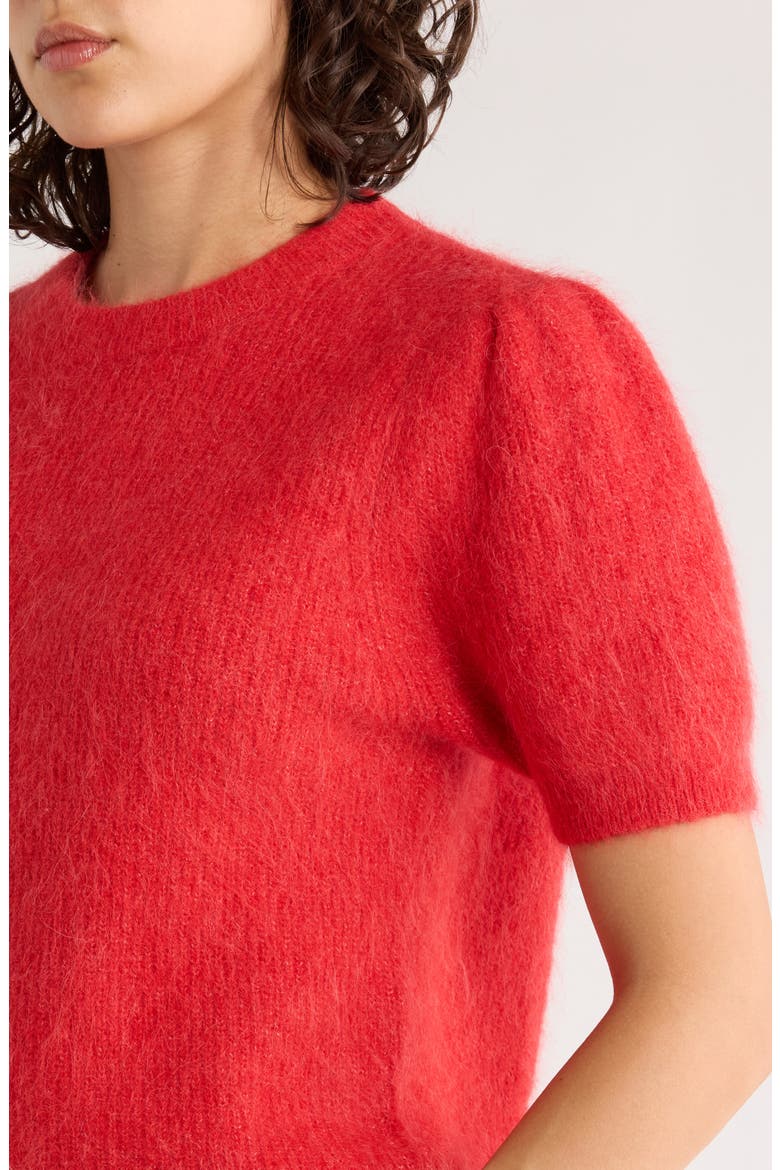 Puff Short Sleeve Suri Alpaca Blend Sweater, Alternate, color, CHERRY RED