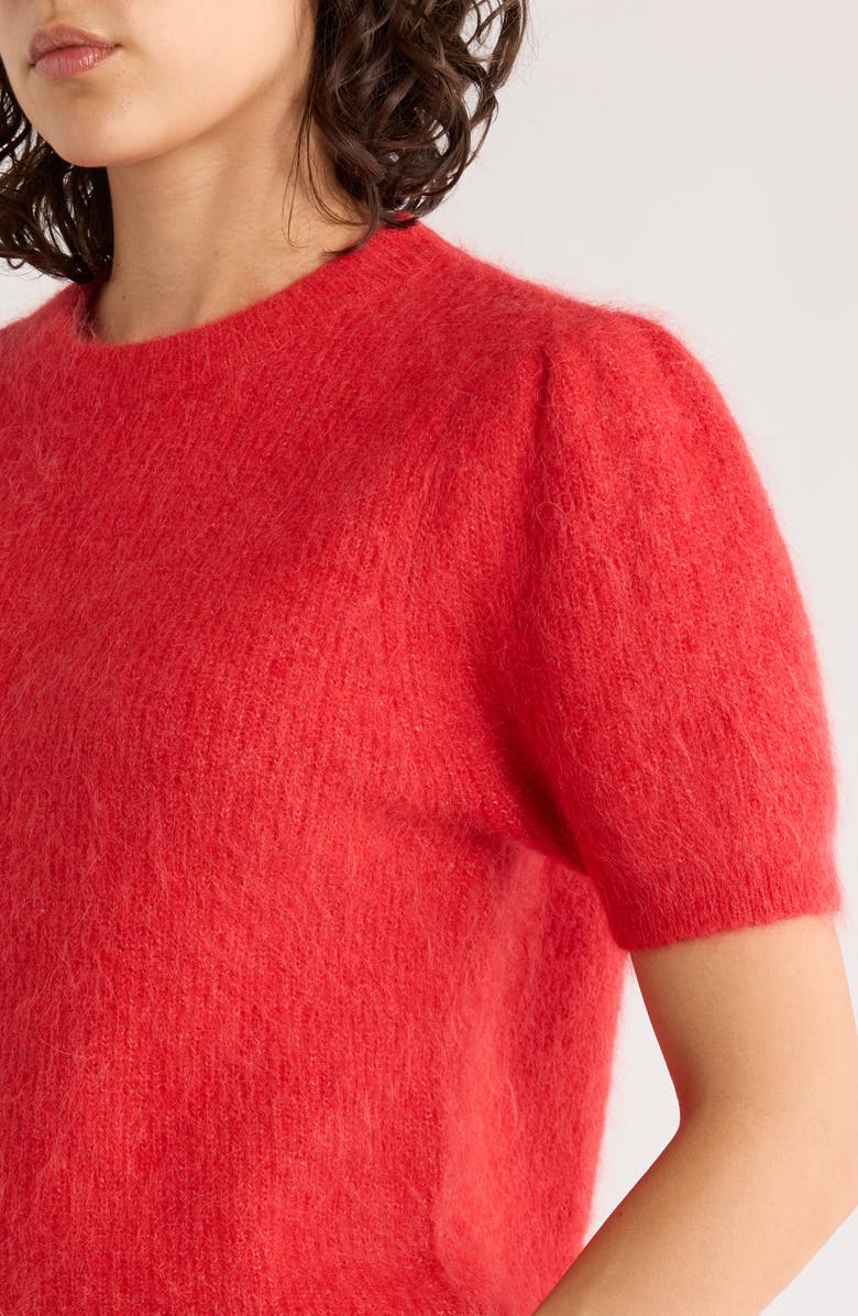 Marine Layer Puff Short Sleeve Suri Alpaca Blend Sweater, Alternate, color, Cherry Red