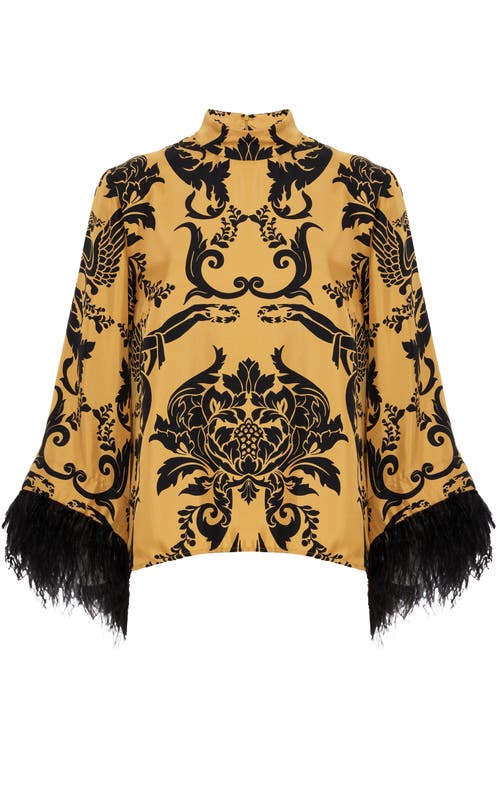 LA DOUBLEJ LA DOUBLEJ MAKE AN EXIT TOP WITH FEATHERS CHERUBS GOLD