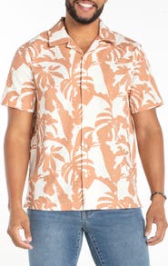 Liverpool Los Angeles Tropical Print Cotton & Linen Camp Shirt