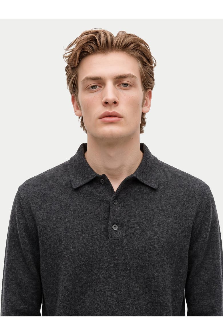 Cashmere Classic Polo Sweater, Alternate, color, charcoal