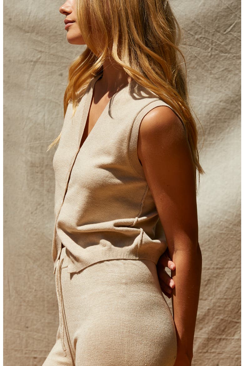 Sweater Knit Vest Top, Alternate, color, Beige