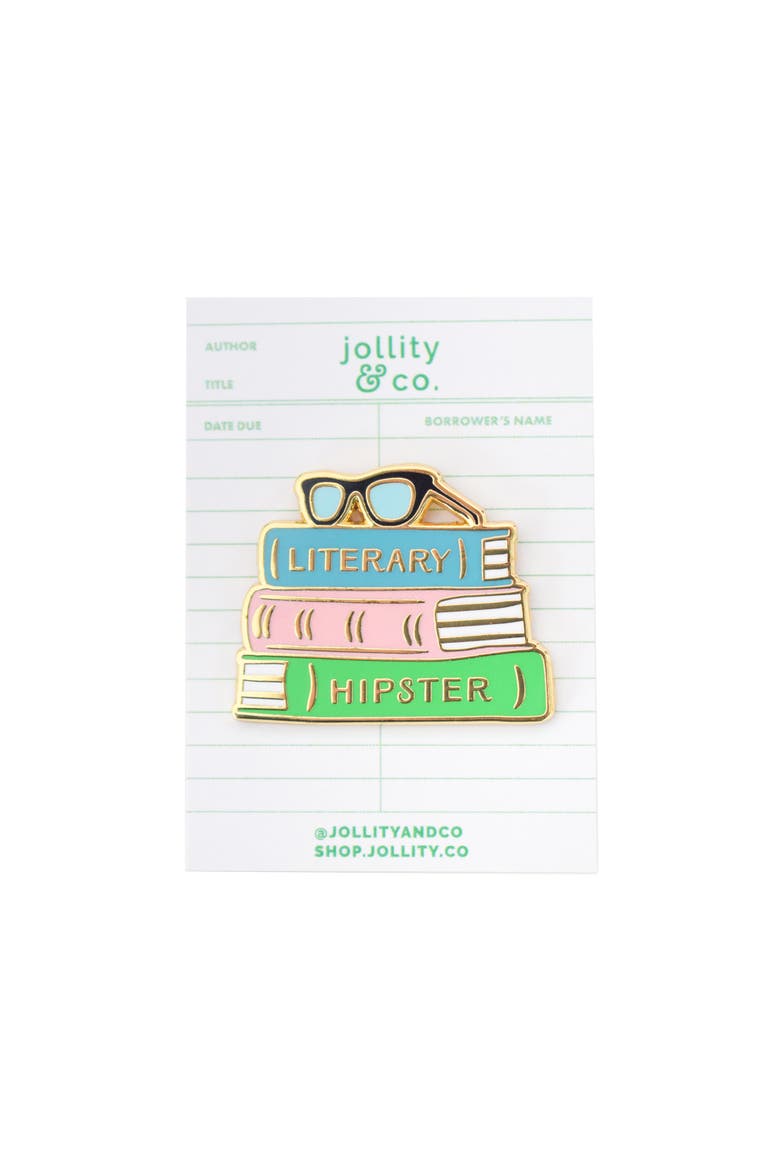 Book Themed Enamel Pins, Main, color, Literary Hipster Enamel Pin