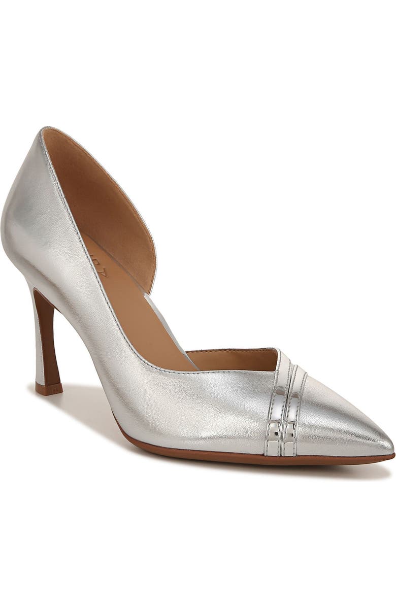 Naturalizer Aubrey Asymmetric Pointed Toe Pump, Main, color, Silver Leather