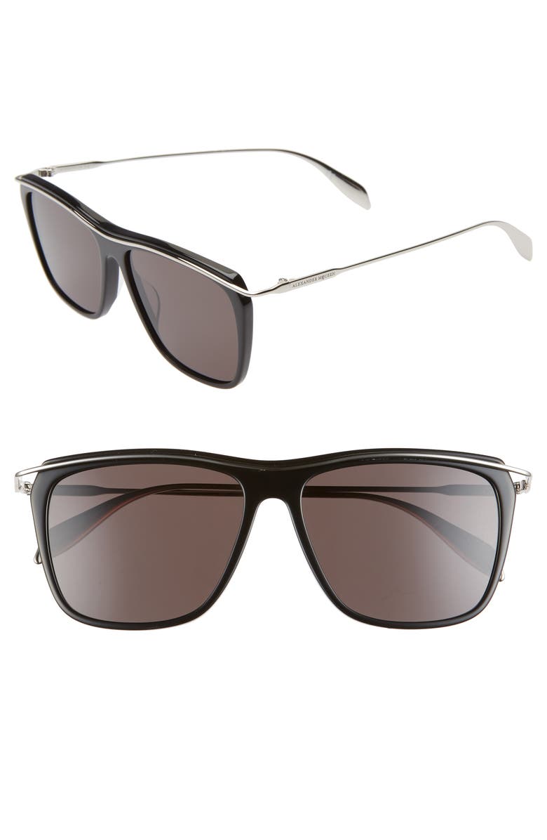 McQueen Alexander McQueen 56mm Square Sunglasses, Main, color,