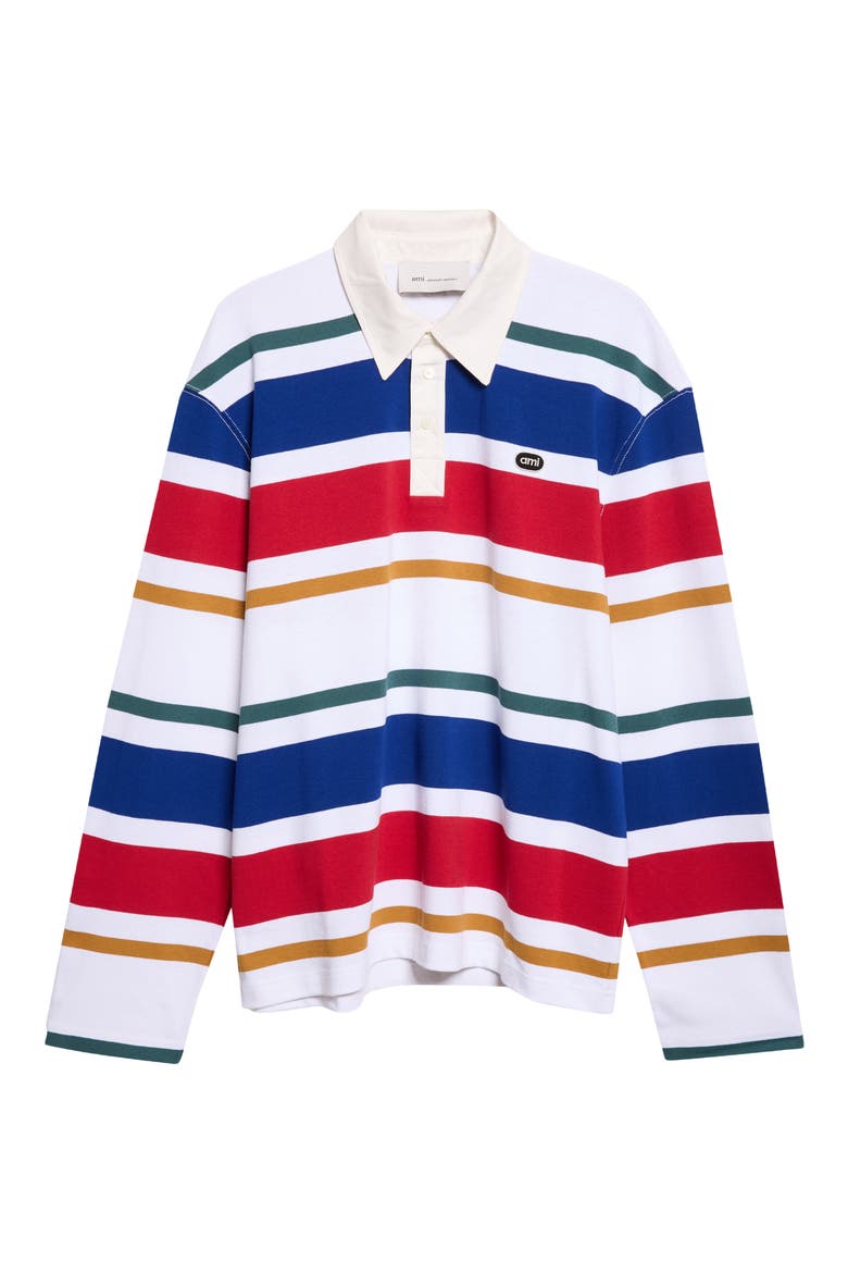 Stripe Cotton Jersey Rugby Shirt, Main, color, BLANC/ BLEU/ ROUGE