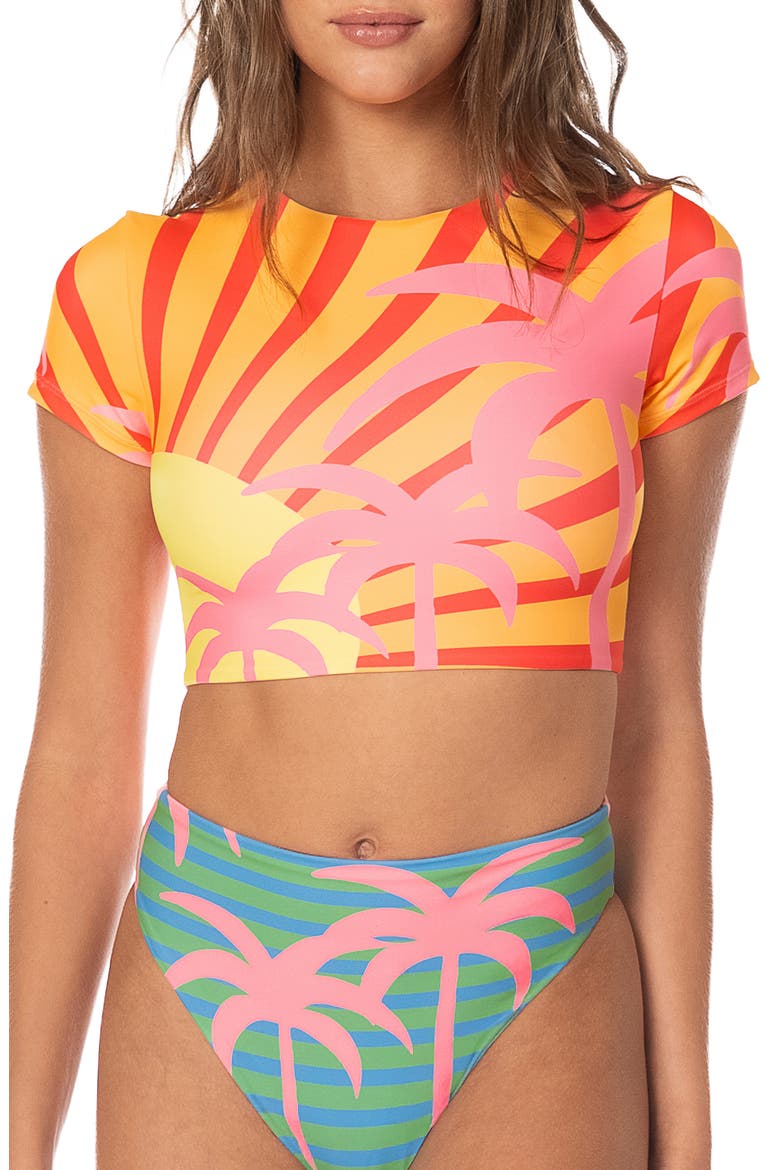 Jungle Sway Milano Reversible Crop Rashguard, Main, color, OPEN YELLOW
