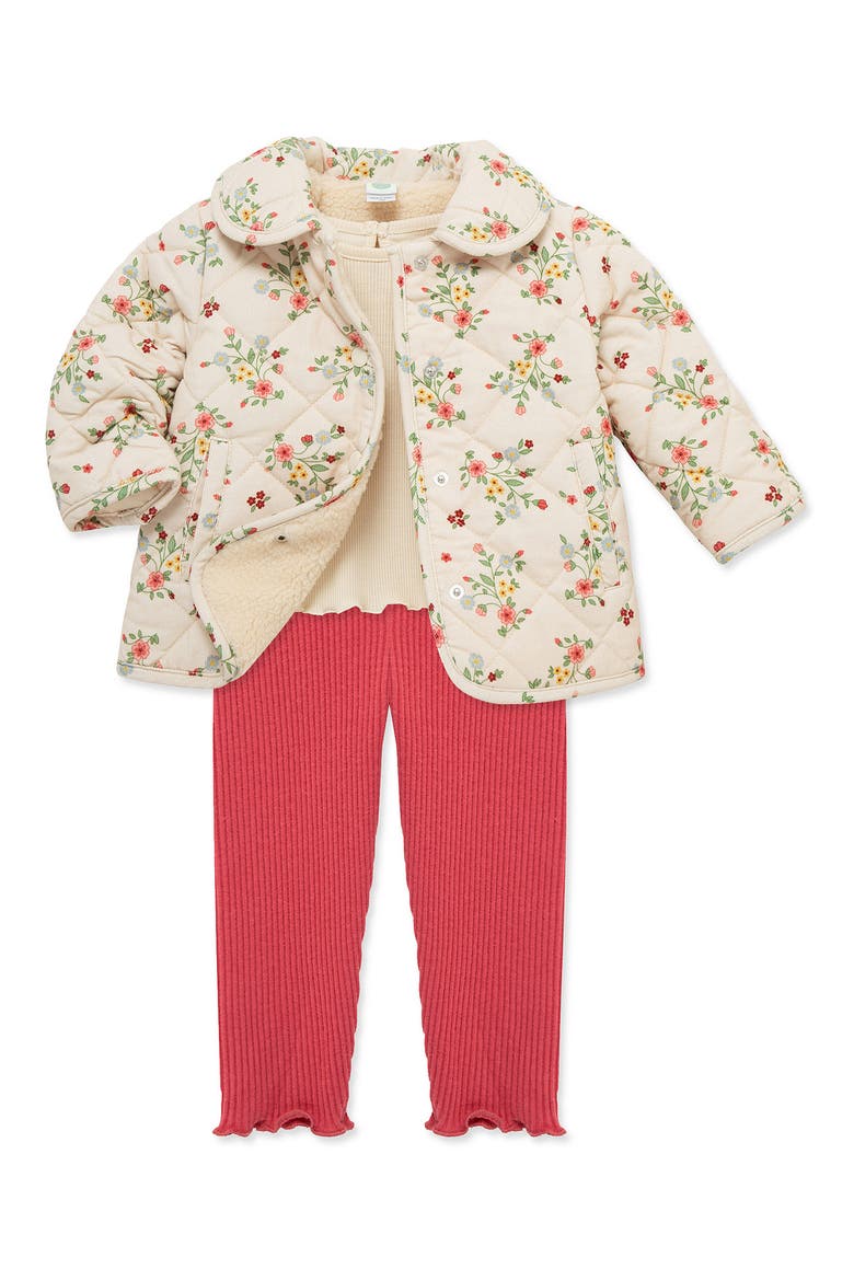 Floral Quilted Jacket, Long Sleeve Top & Leggings Set, Alternate, color, FLORAL
