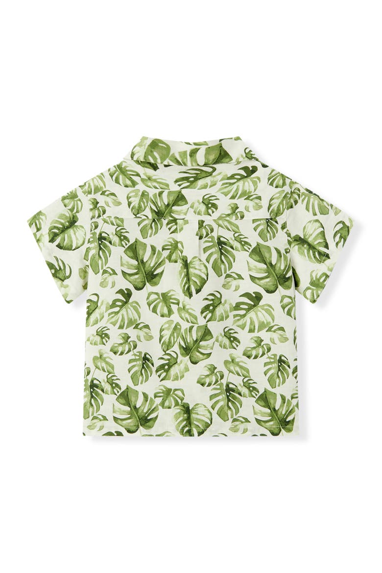 Linen Button-Up Shirt and Shorts Set, Alternate, color, Island Leaf