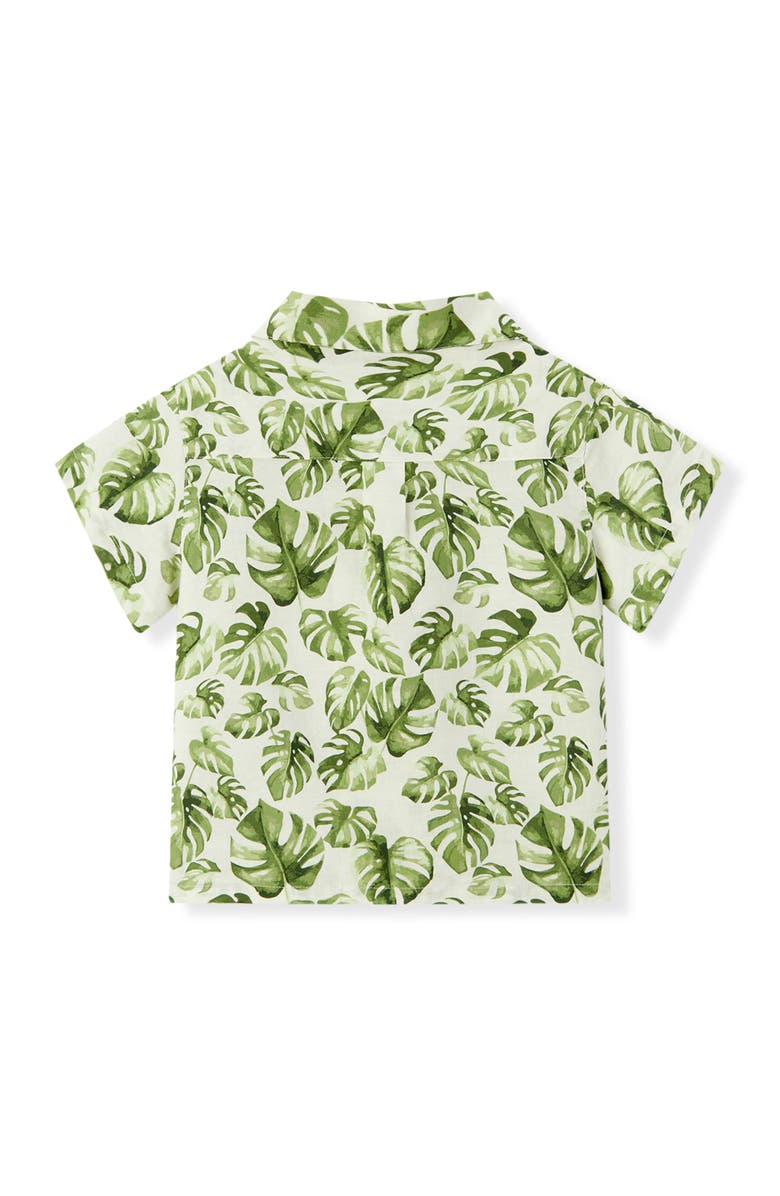 Milkbarn Linen Button-Up Shirt and Shorts Set, Alternate, color, Island Leaf
