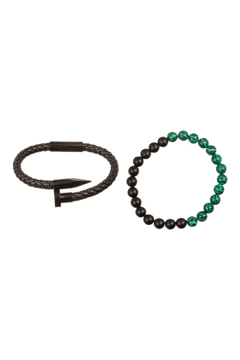 Men's Set of 2 Colton Bracelets, Main, color, BLACK
