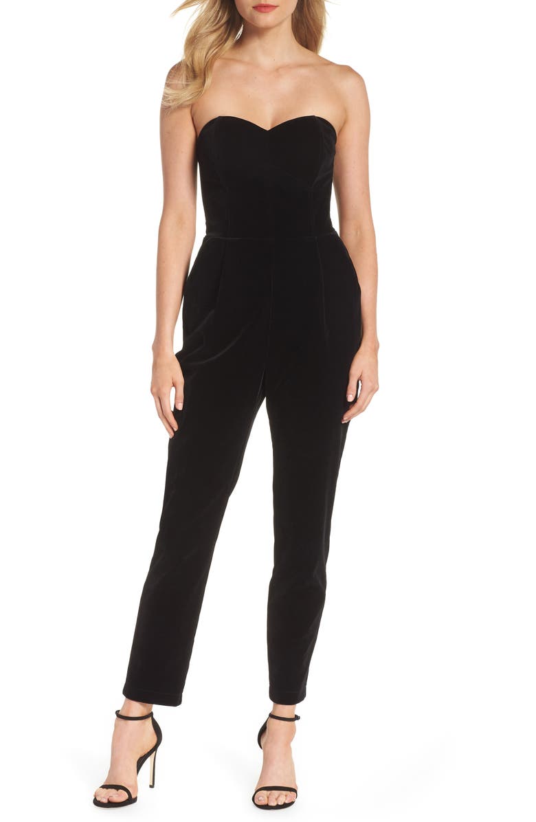 Adelyn Rae Hayden Strapless Velvet Jumpsuit, Main, color,