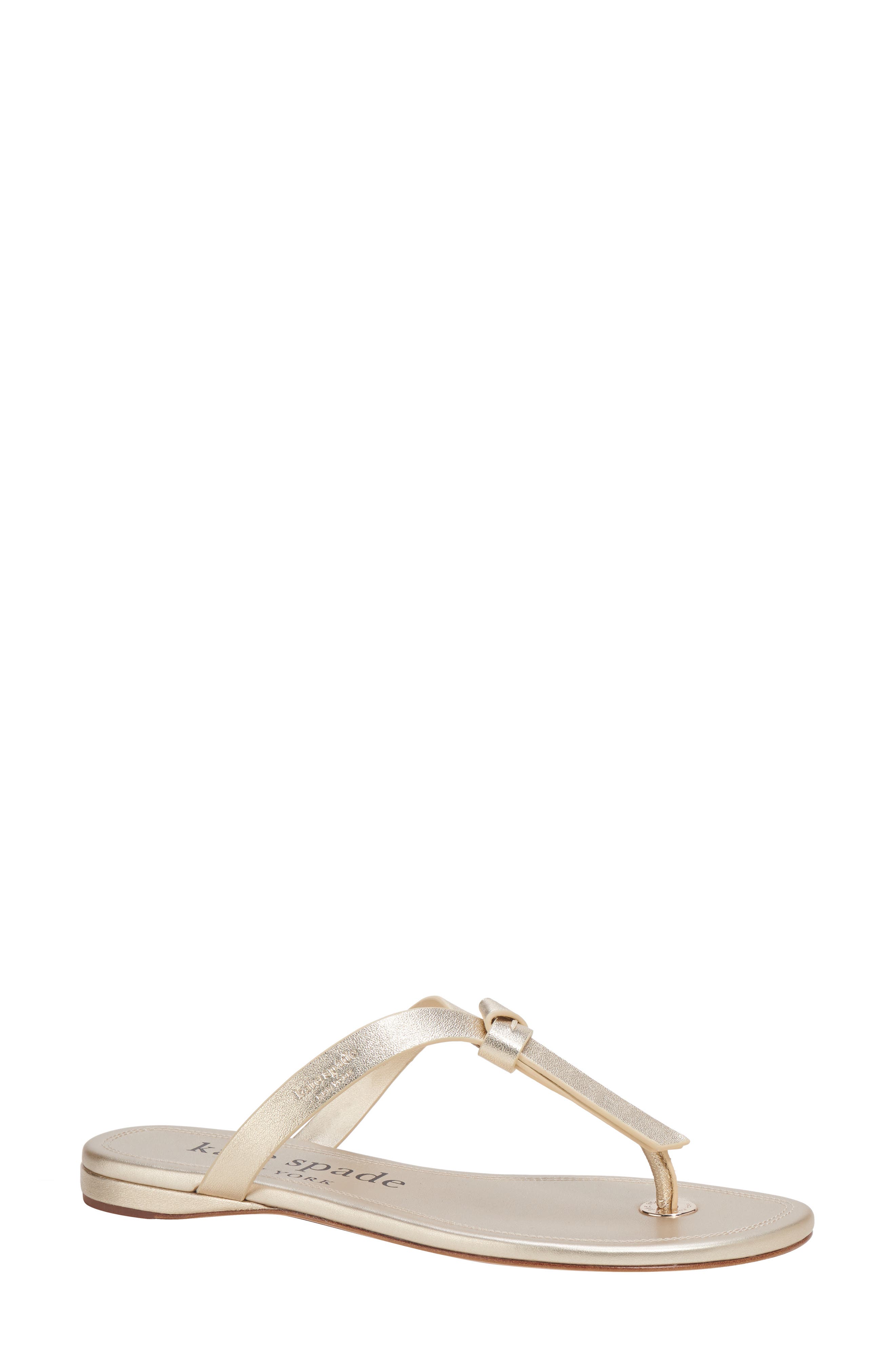 Kate Spade New York knott flip flop, Main, color, Pale Gold