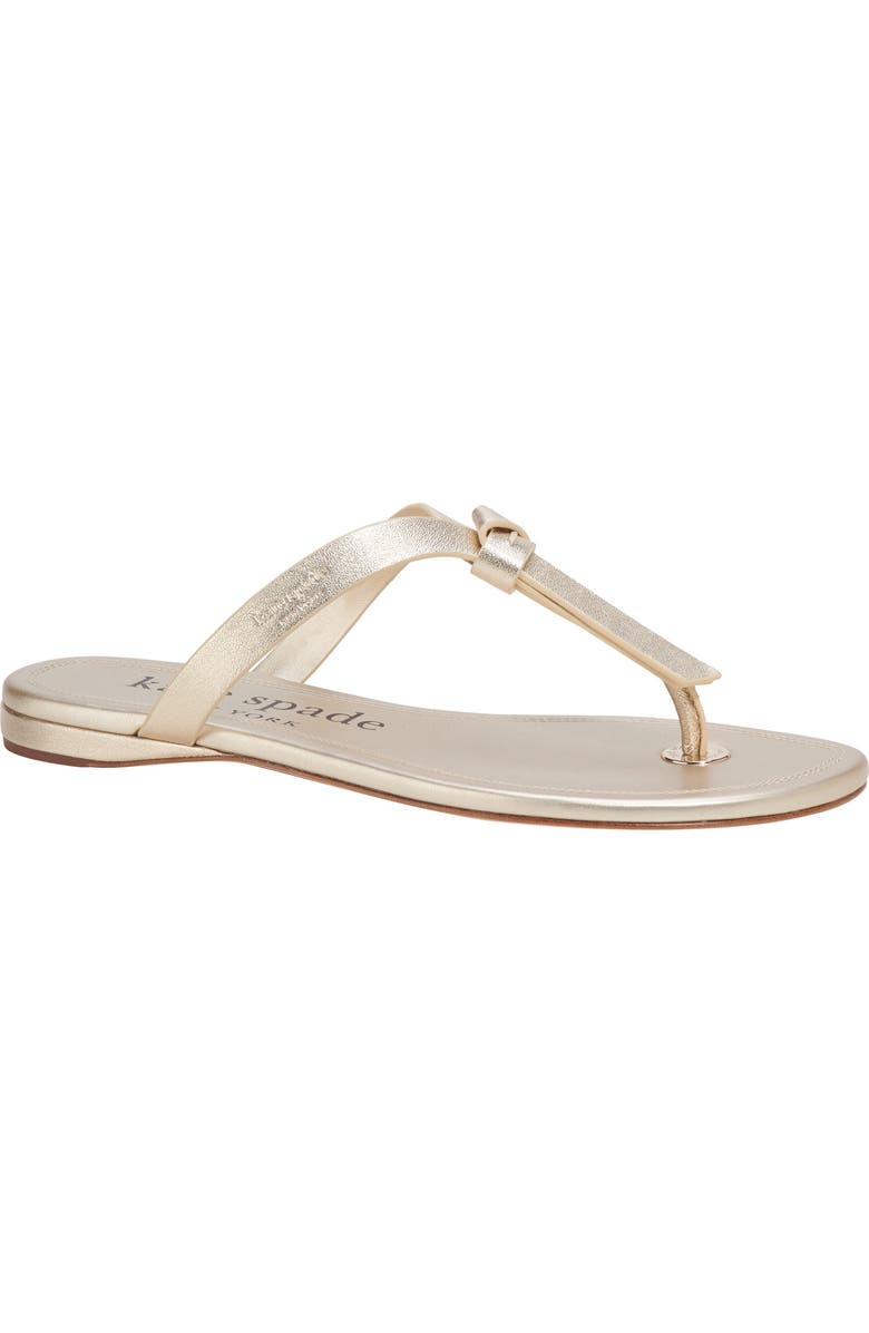 Kate Spade New York knott flip flop, Main, color, Pale Gold