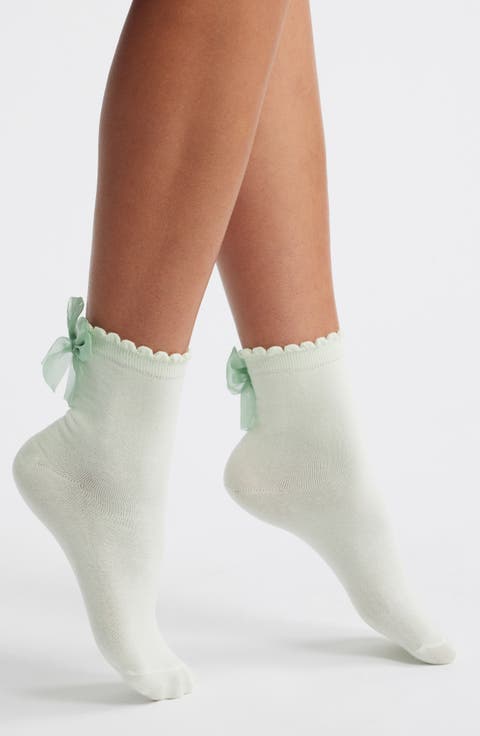 Lila Bow Quarter Socks