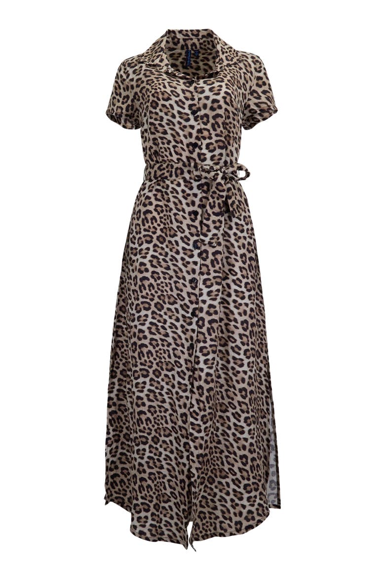 Leopard Womens Shirt Dress, Alternate, color, LEOPARD BROWN