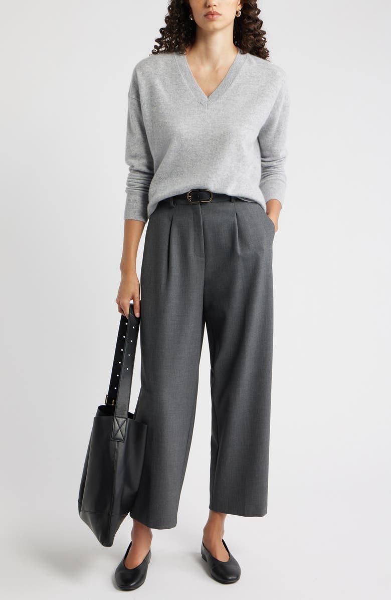 Nordstrom Pleated Ankle Pants, Alternate, color, Grey Charcoal Heather