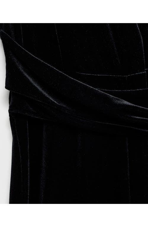 Mango Velvet Long Sleeve Jumpsuit In Black