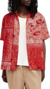 AllSaints Tijuana Bandana Print Short Sleeve Cotton Button-Up Shirt