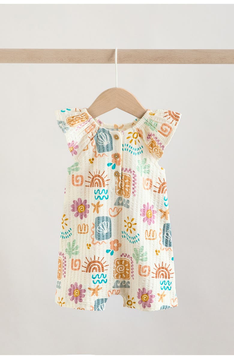 NEXT 2-Pack Assorted Frill Cotton Rompers, Alternate, color, Neutral