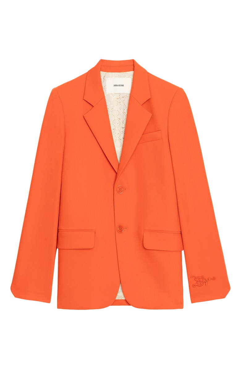 Zadig & Voltaire Notch Lapel Jacket, Alternate, color, Tangerine