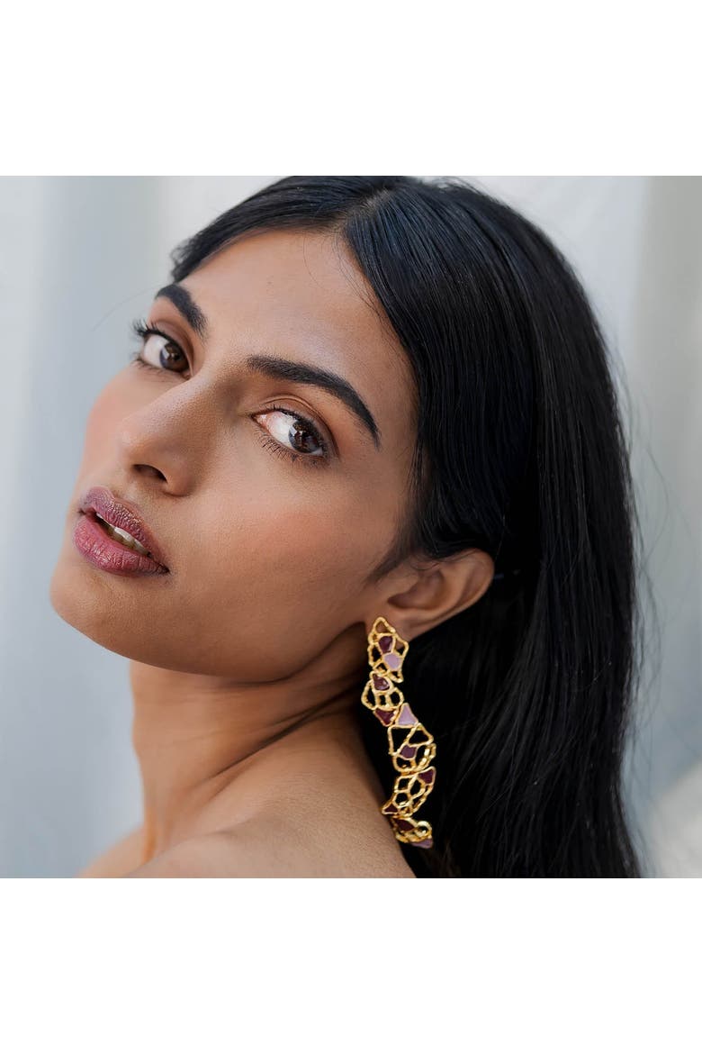 Gaia Drop Earrings, Alternate, color, Gold Plated