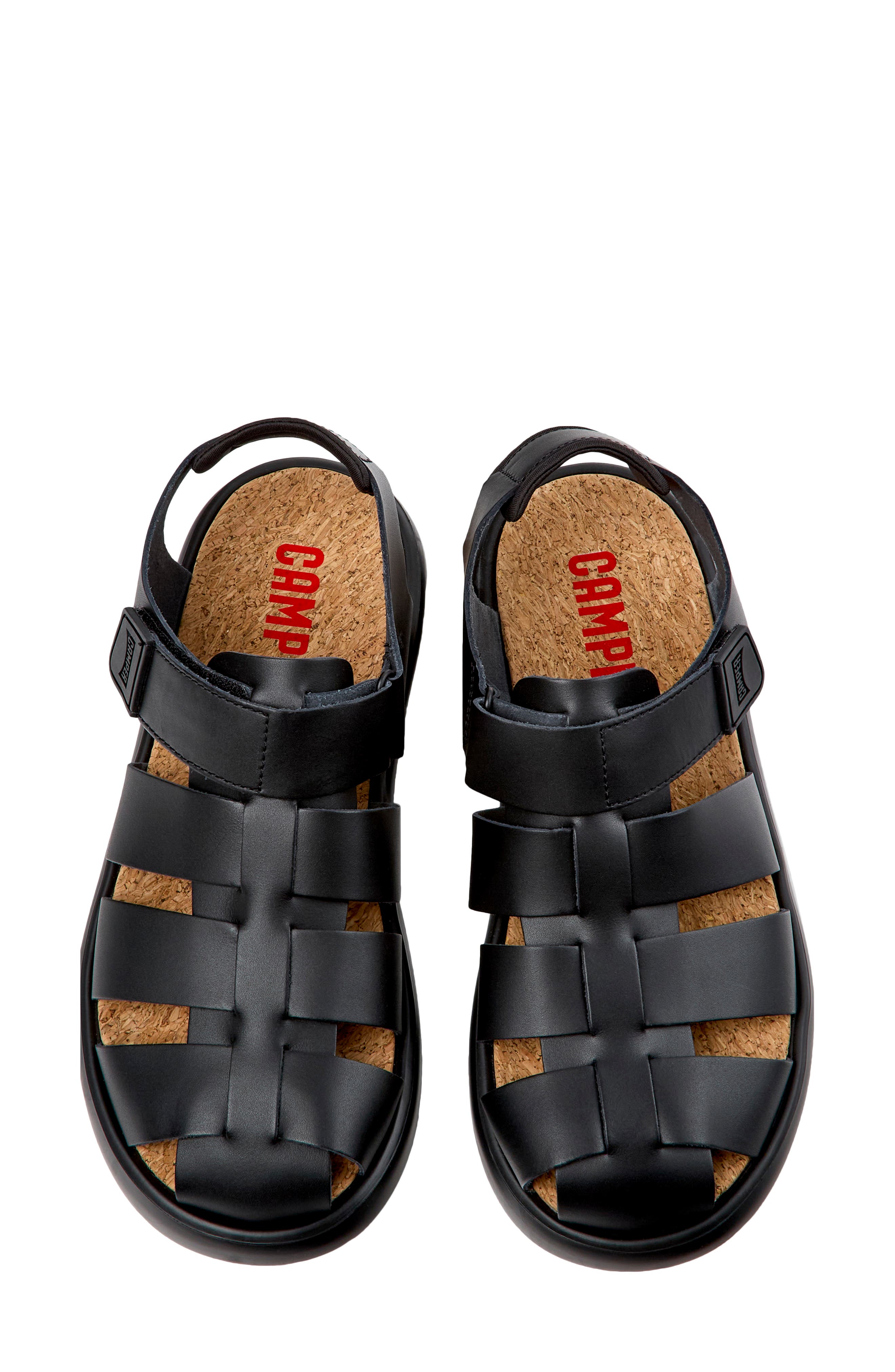 Camper Pelotas Flota Fisherman Sandal, Alternate, color, Black 3