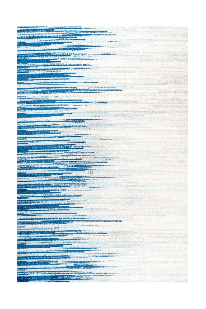 Linear Modern Half-Stripe Area Rug, Main, color, Blue/Cream