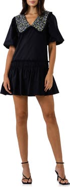 English Factory Floral Collar Minidress