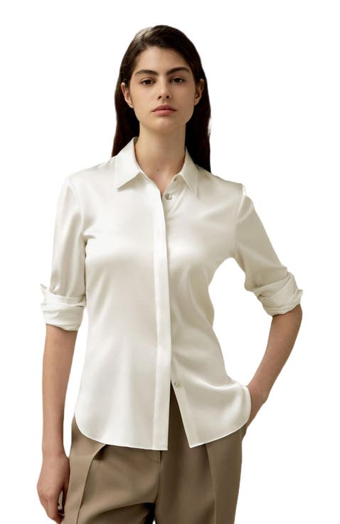 Elegant Silhouette Silk Shirt
