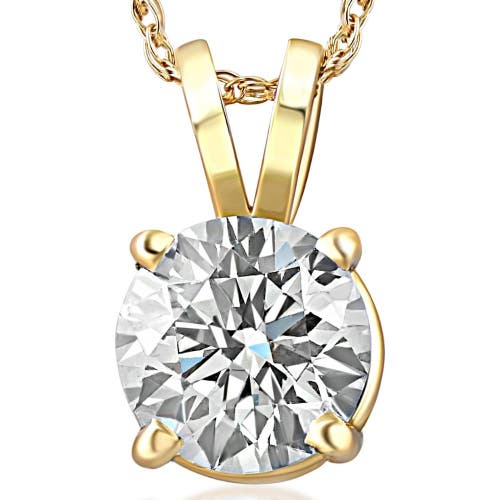 Bliss Diamond Certified 1ct Round Diamond Solitaire Pendant Gold Necklace Lab Grown In 14k Yellow Gold