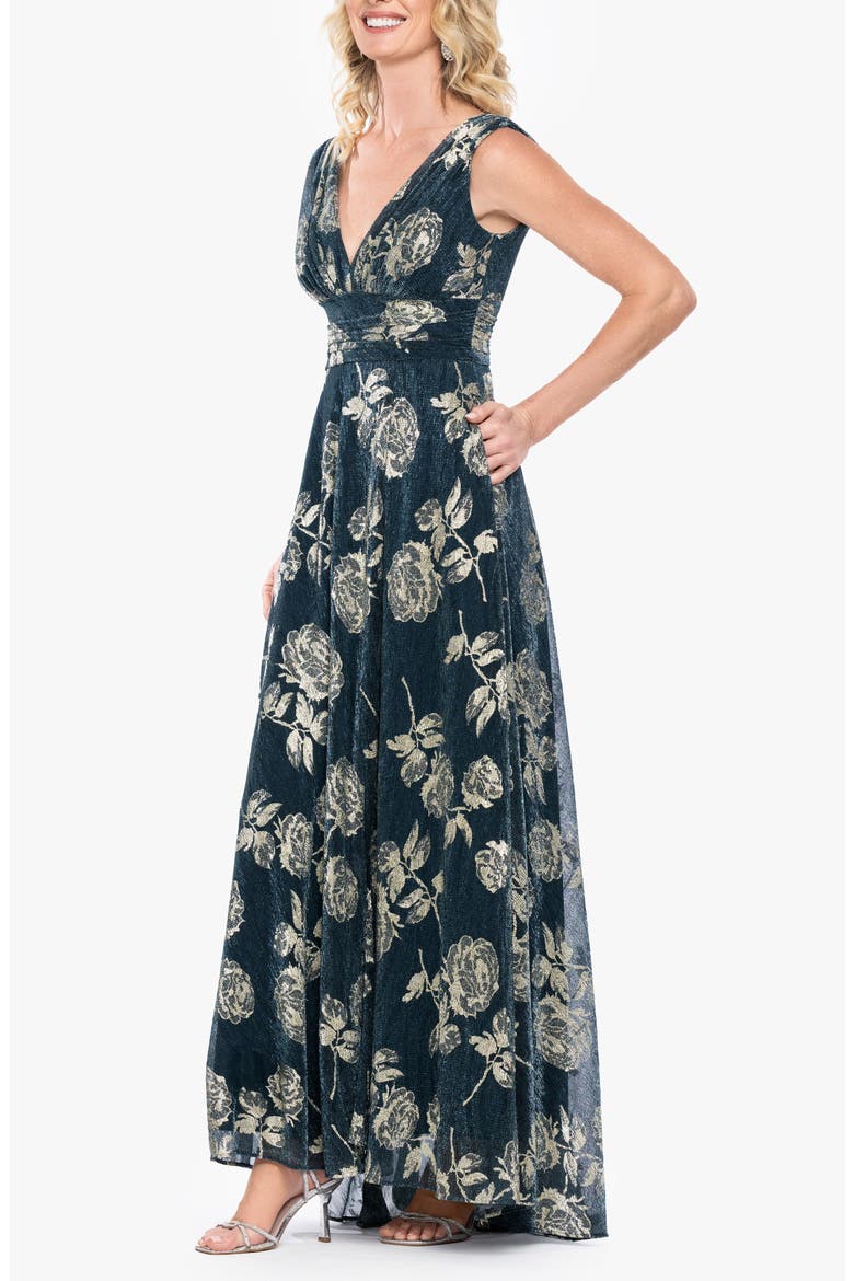 Rose Crinkle Gown, Alternate, color, TEAL/ GOLD