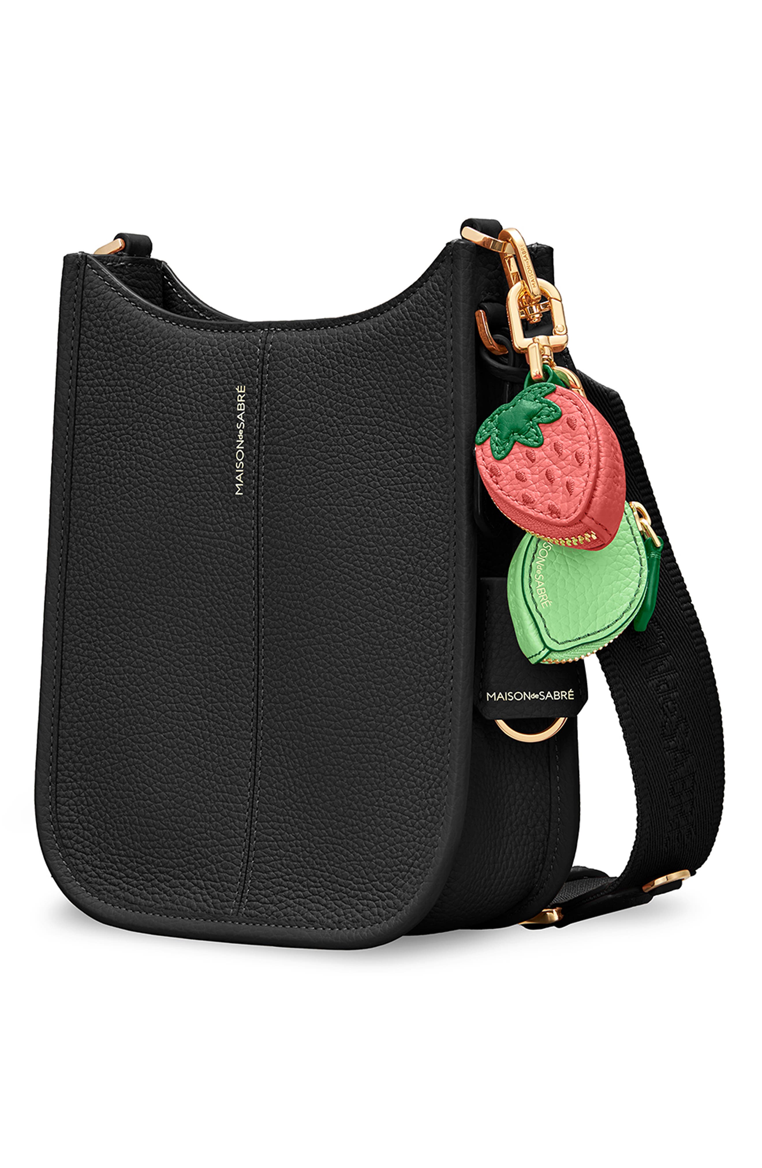 MAISON de SABRÉ Leather Mini Saddle Bag, Alternate, color, Black Caviar