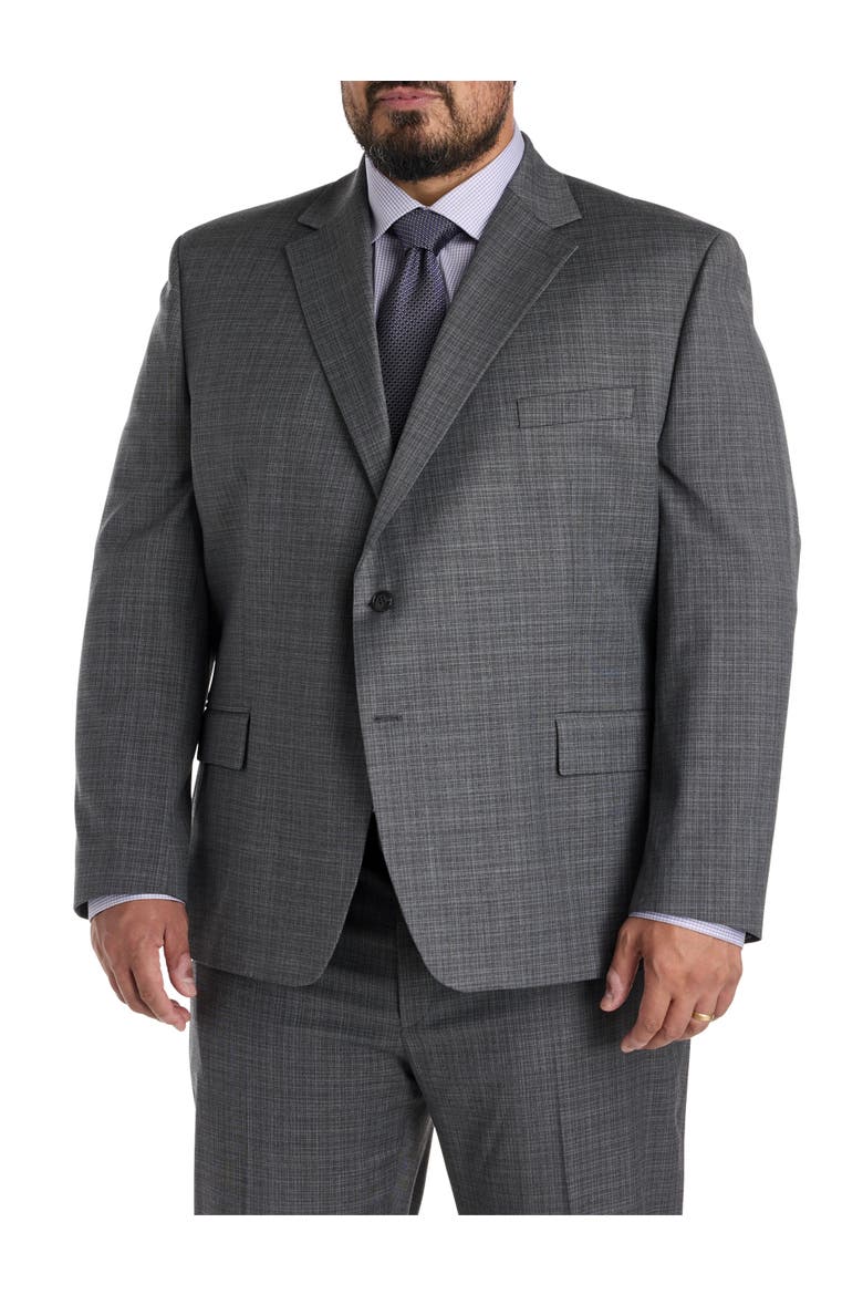 Big & Tall Transitional Check Suit Jacket, Main, color, GREY