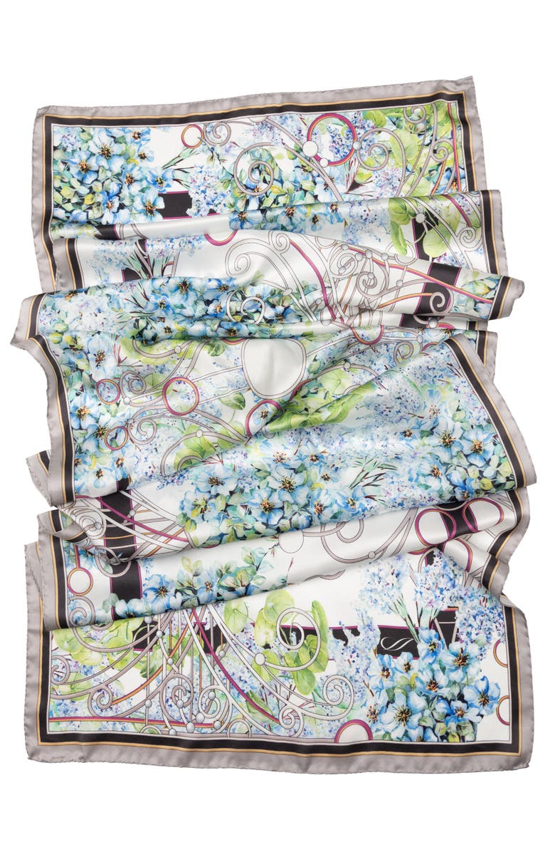 Elizabetta Lilla - Long Satin Silk Scarf for Women, Alternate, color, Blue