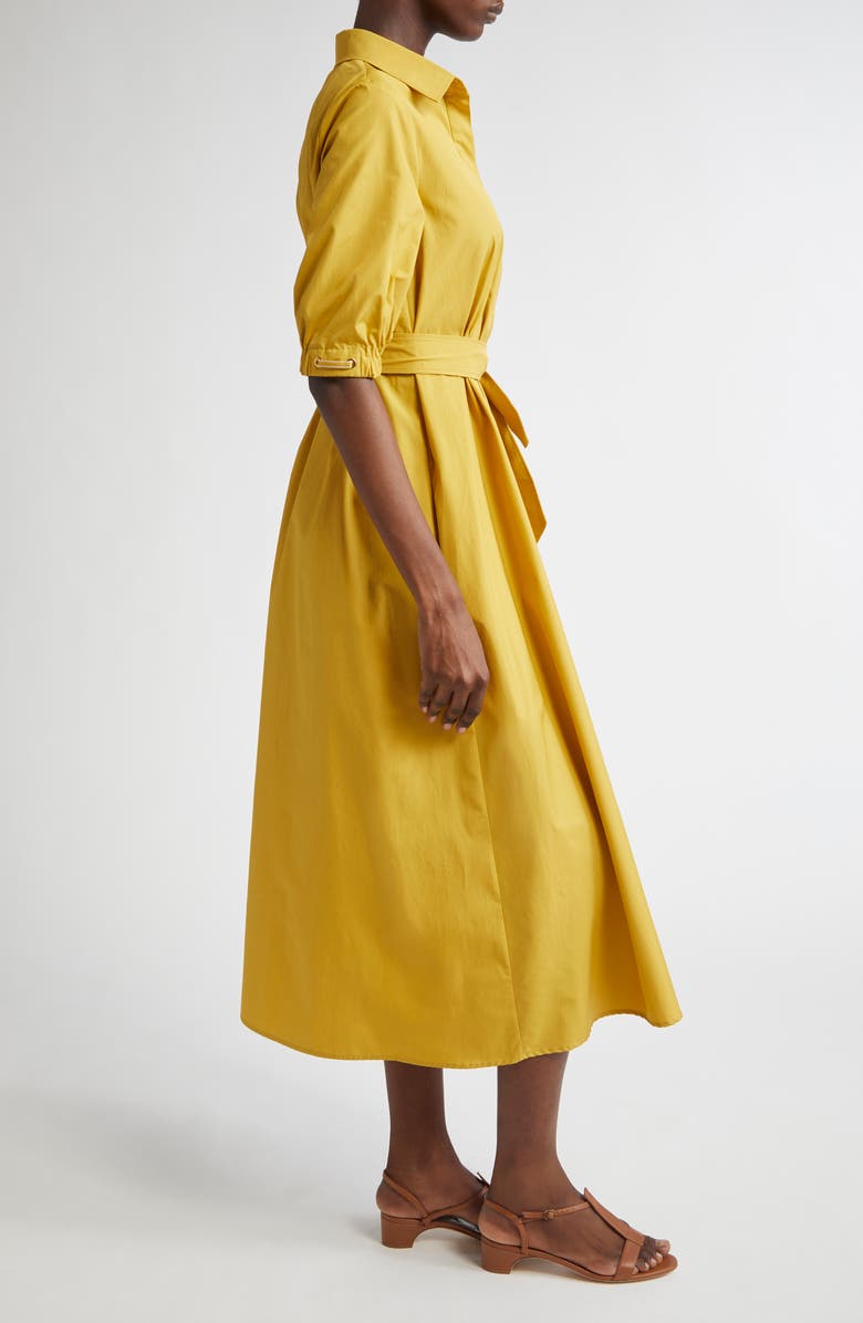 Max Mara Hoyo Cotton Belted Shirtdress, Alternate, color, Yellow