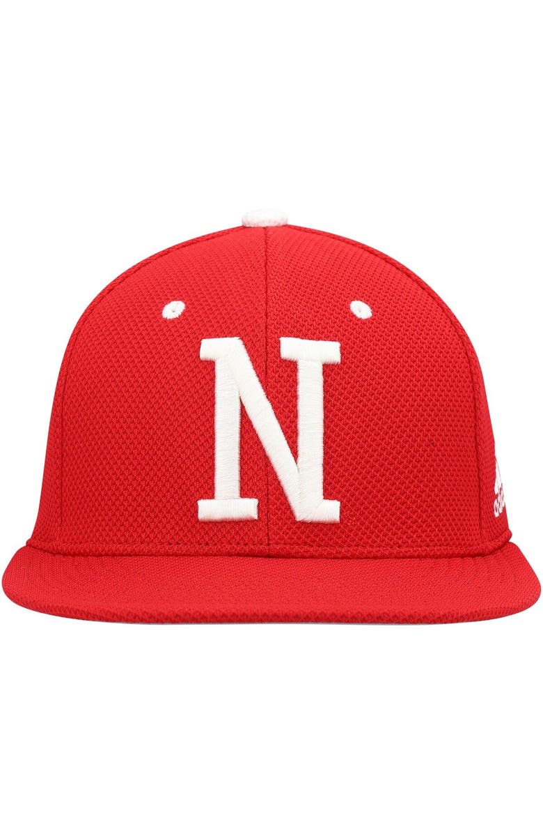 adidas Men's adidas Scarlet Nebraska Huskers On-Field Baseball Fitted Hat, Alternate, color,