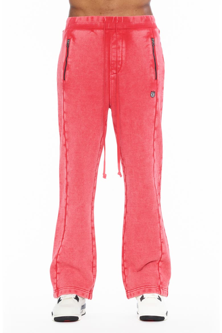 French Terry Open Hem Sweatpants, Main, color, RACING RED