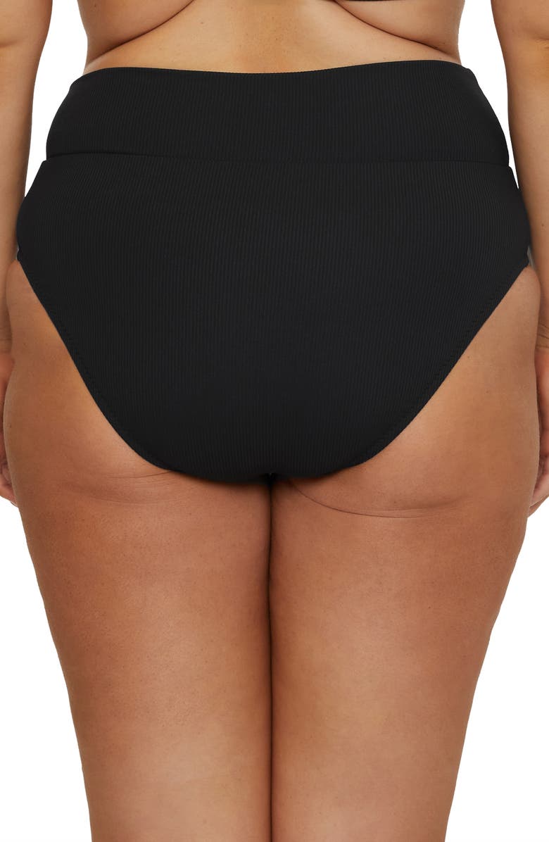 Becca Etc. Modern Edge High Waist Bikini Bottoms, Alternate, color, Black