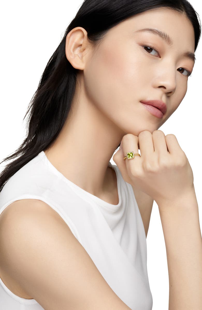 David Yurman Petite Chatelaine<sup>®</sup> Pavé Bezel Ring, Alternate, color, Yellow Gold/ Peridot