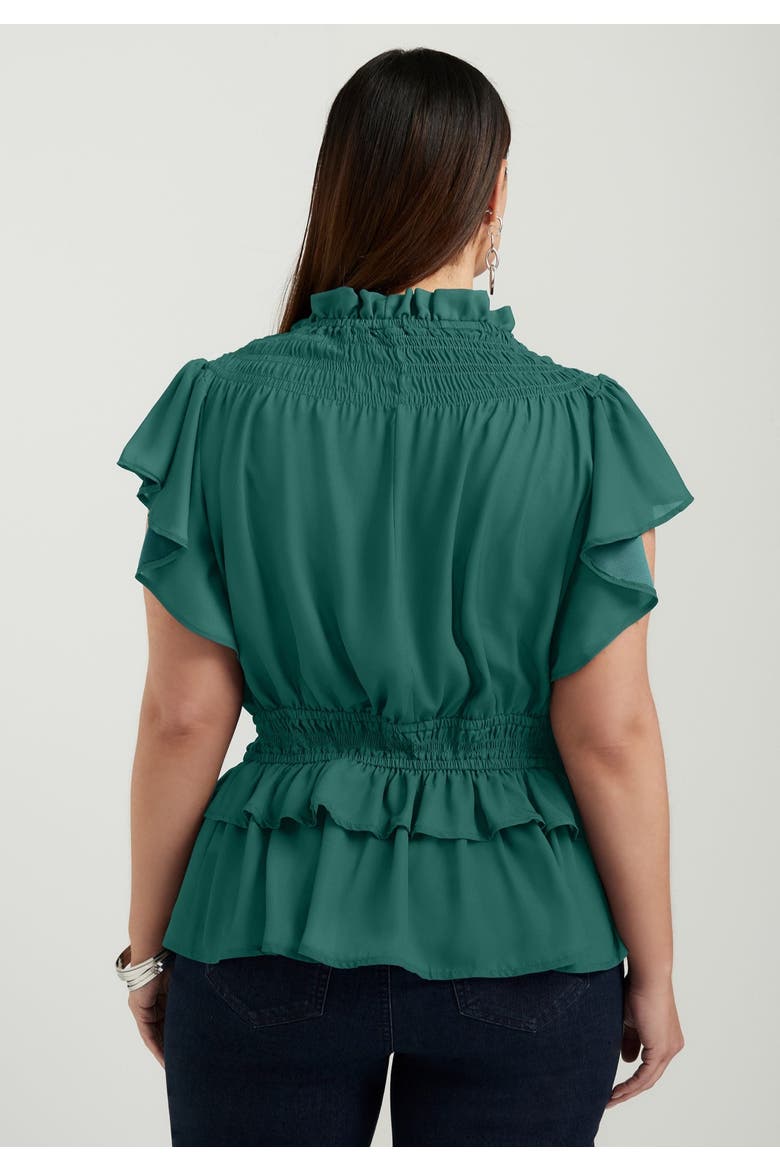 Mockneck Ruffle Blouse, Alternate, color, BAYBERRY