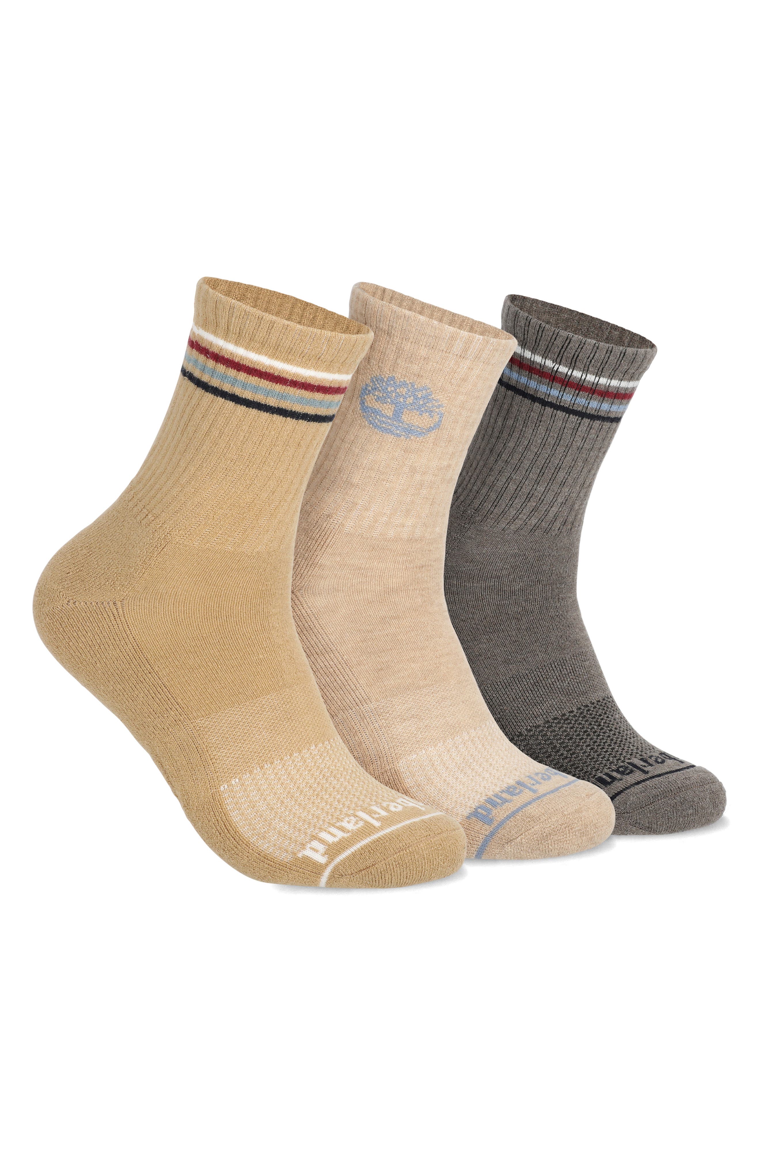 3-Pack Stripe Wool Blend Hike Quarter Socks