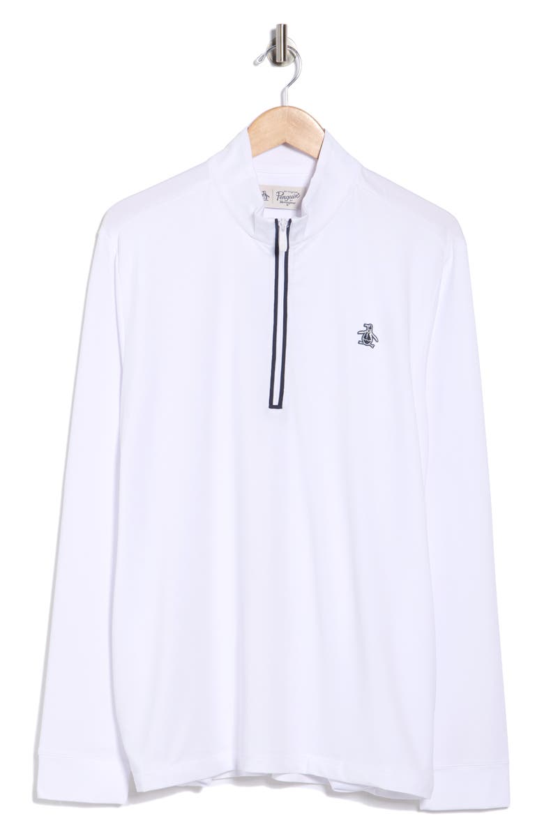 Original Penguin Earl Quarter Zip Pullover, Alternate, color, Bright White