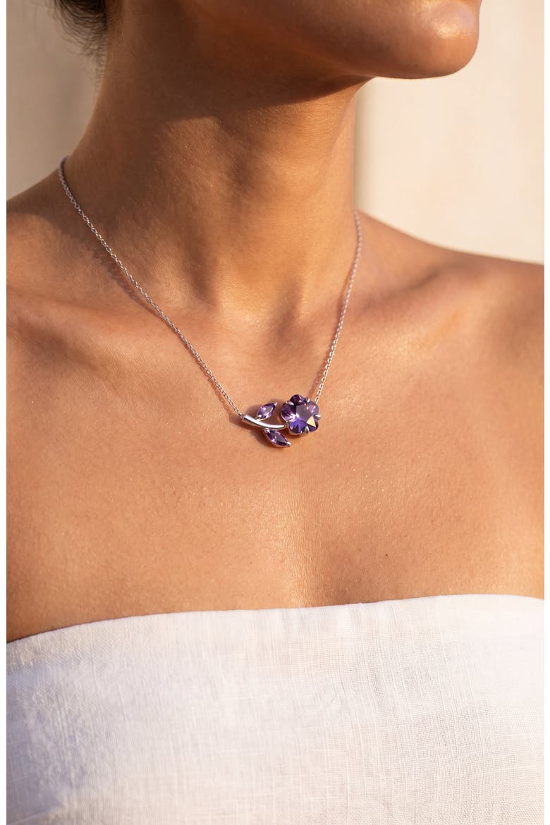 Crystal Daisy Flower Pendant Necklace, Alternate, color, Purple