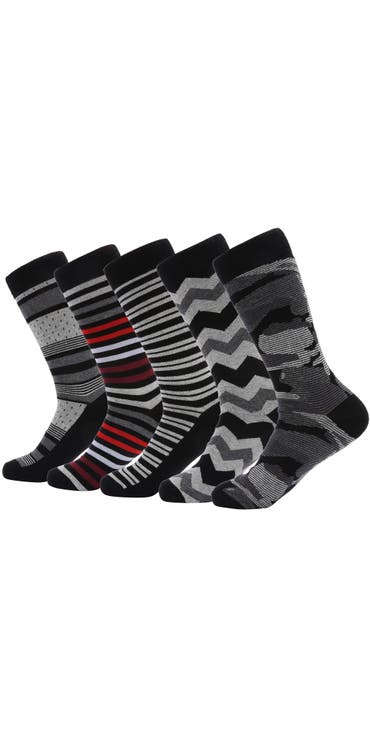 Cotton Blend Patterned Dress Socks 5 Pack
