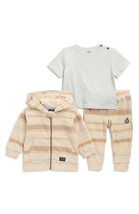 Shoulder Snap T-Shirt, Zip Hoodie & Joggers Set (Baby)