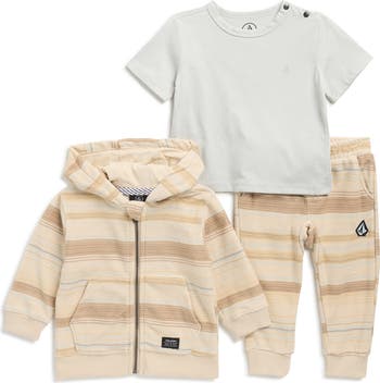 Shoulder Snap T-Shirt, Zip Hoodie & Joggers Set